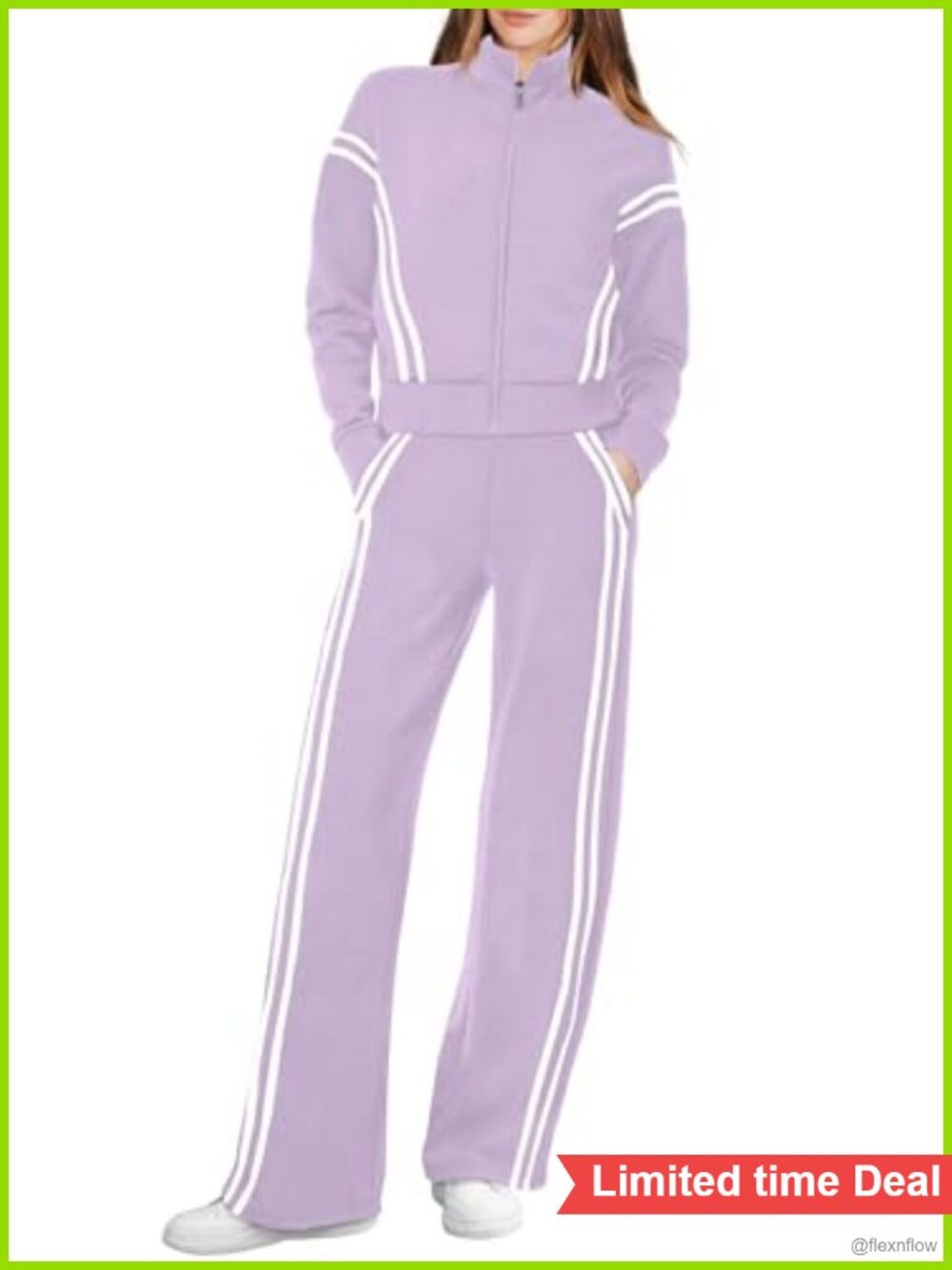 XIEERDUO Women 2 Piece Lounge Set Full-Zip Sweatshirt Wide Leg Sweatpants
